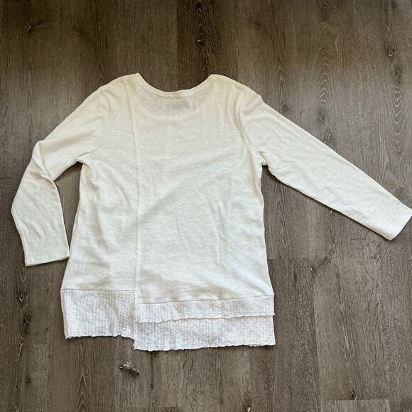 chalet et ceci Ivory Asymmetrical Lagenlook Art Ivory Knit Top Sweater Womens XL - Picture 10 of 10